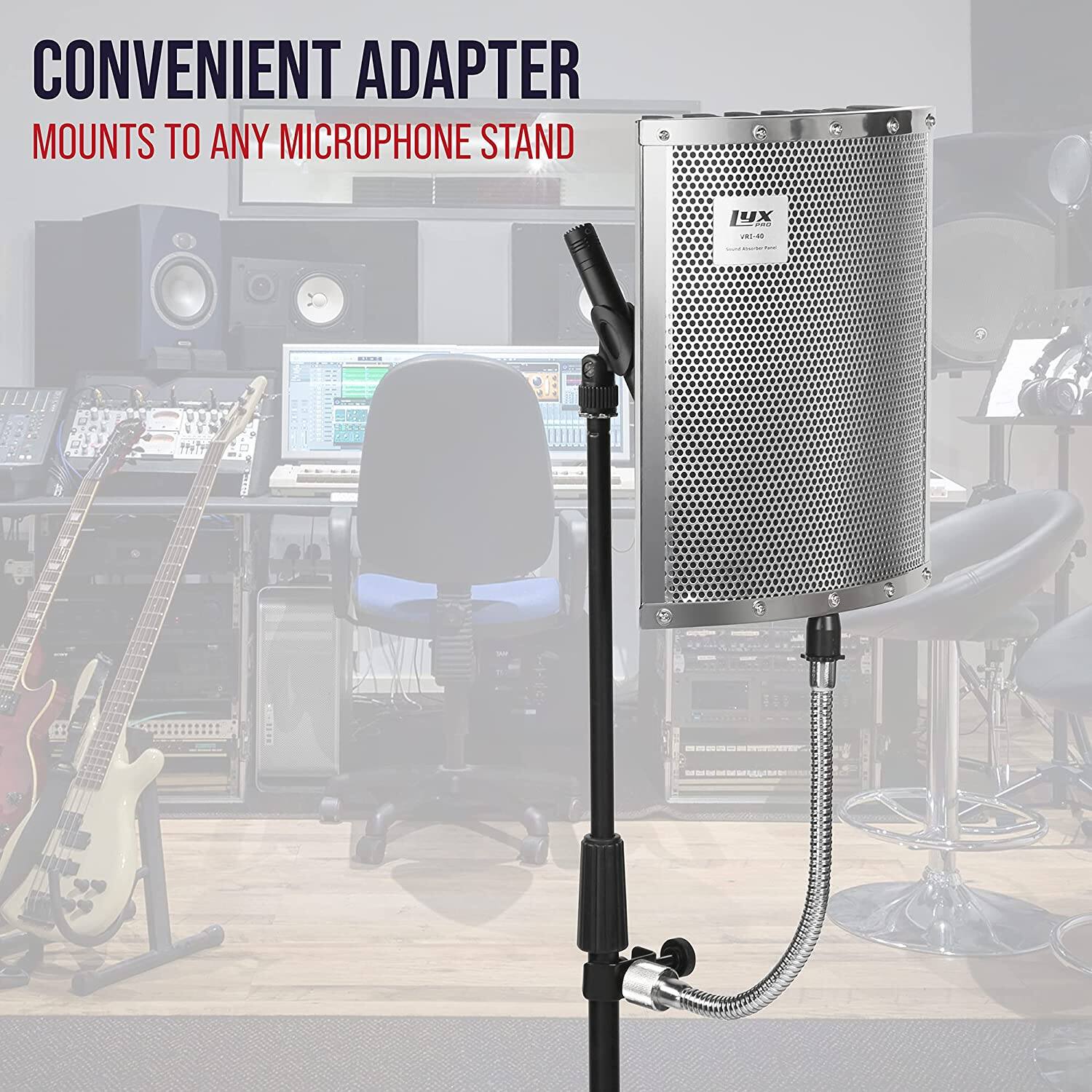 CONVENIENT ADAPTER MOUNTS TO ANY MICROPHONE STAND VEL19