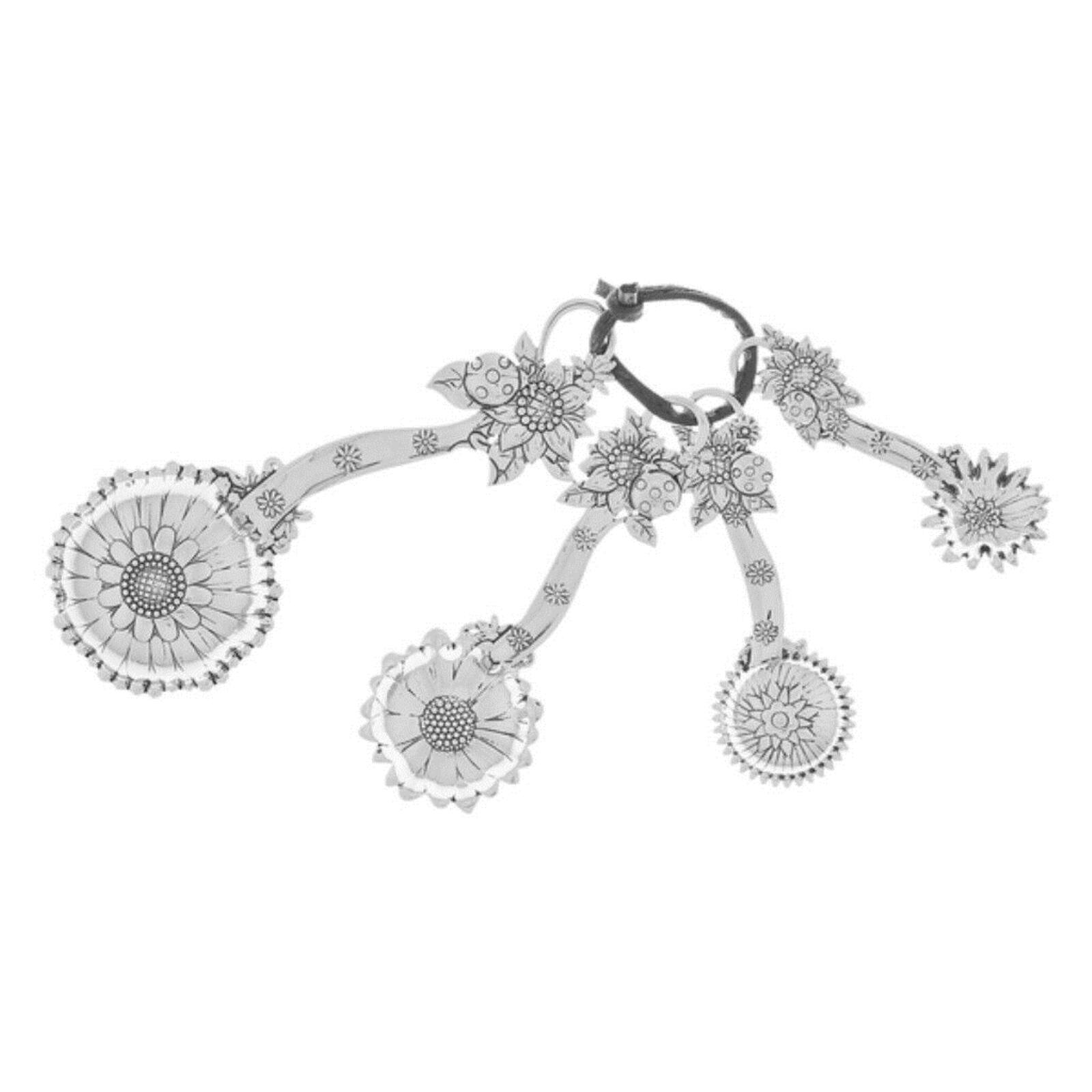 Angle. Ganz - Ladybugs Colorful Silver Zinc Metal 4-Piece Measuring Spoon Set - Silver.