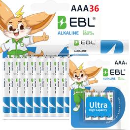 EBL - Ultra High Capacity Energy AAA Batteries 1.5V Triple A Alkaline Battery 10 Years Shelf Life 0 Leakage Safe No Hg No Cd.