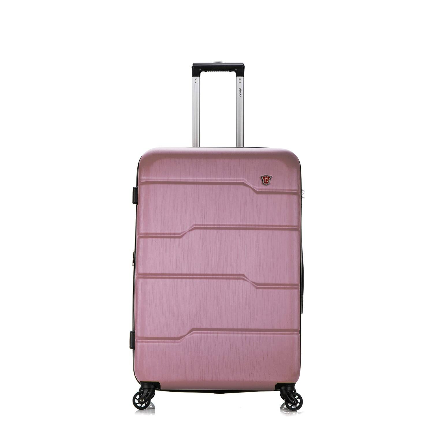 Angle. DUKAP - Rodez Lightweight Hardside Spinner Luggage 28" - ROSE GOLD.