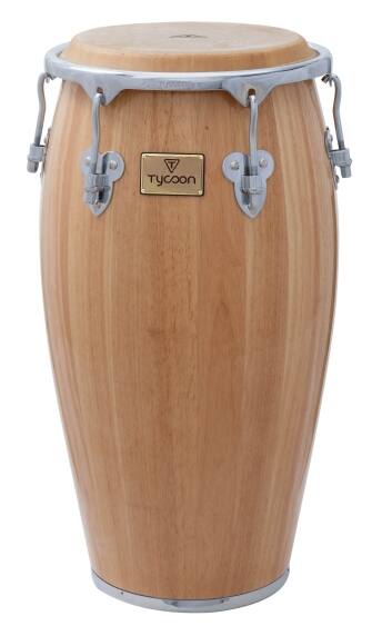 Front. Tycoon Percussion - 11.75" Conga, 30" Tall Siam Oak Shell, Water Buffalo Head, 3/8" Tuning Lugs, Includes Stand & Accessories.