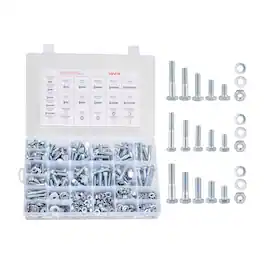 VEVOR - 566 Pcs Bolts and Nuts Assortment Kit, Imperial Machine Screws and Flat Washers, Alloy Steel 1/4-20,5/16-18,3/8-16 - White