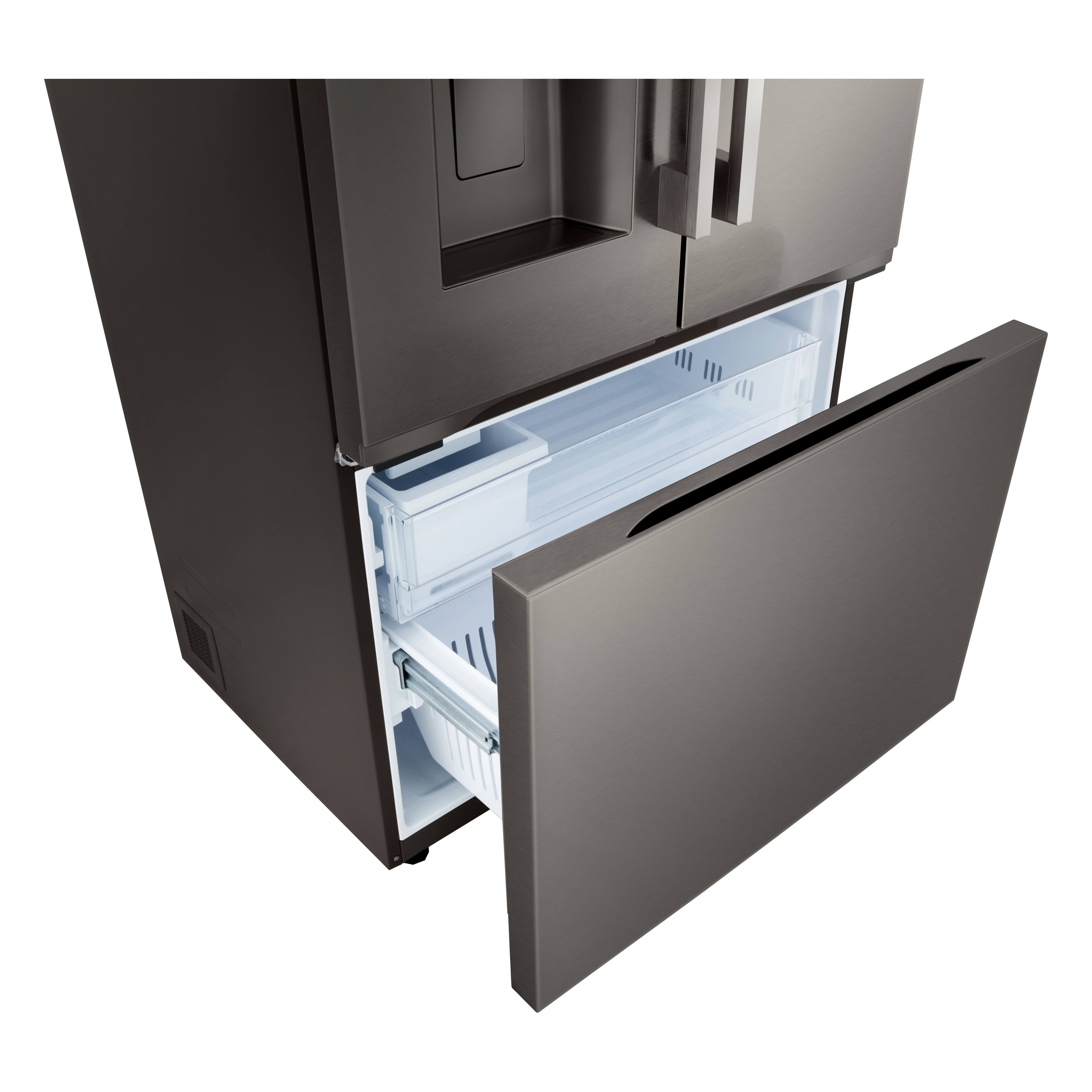 Alt View 27. LG - 36-in Counter-Depth MAX 23.7 Cu. Ft. French Door Smart Refrigerator with Zero Clearance and Dual Ice - PrintProof Black Stainless Steel.