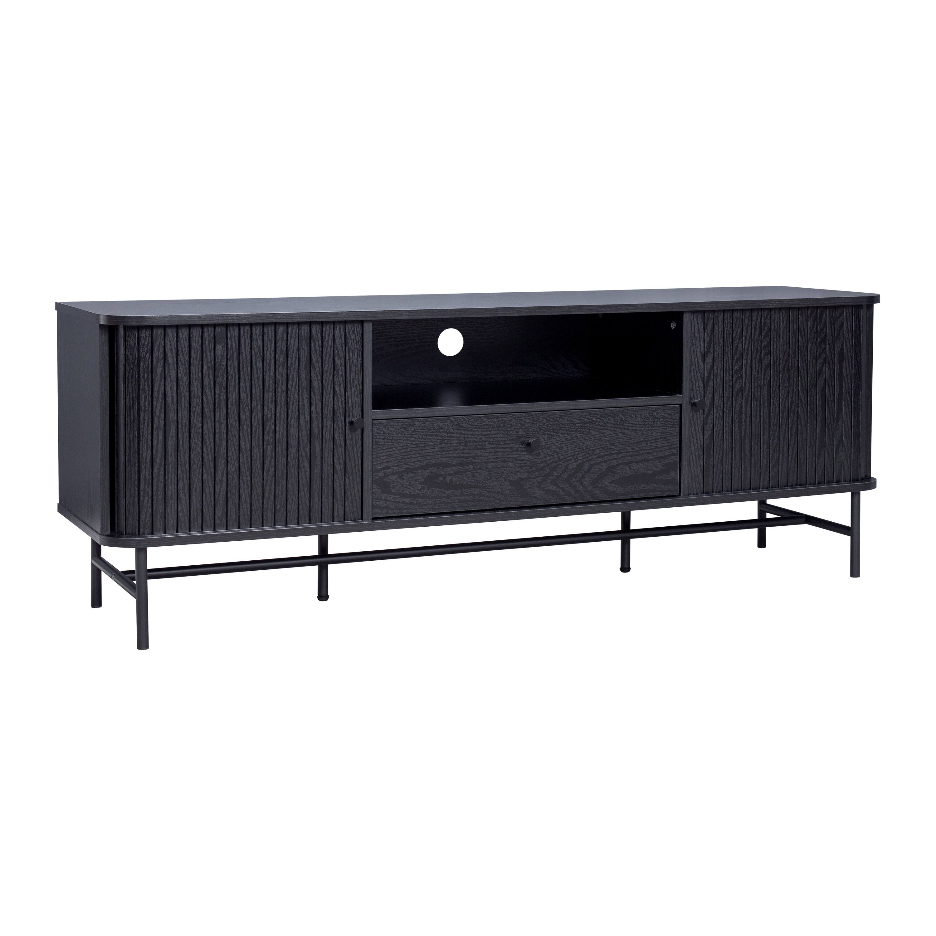 Back. CorLiving - TV Stand / Media Console with Curved Fluted Doors for TVs up to 65" - Black.