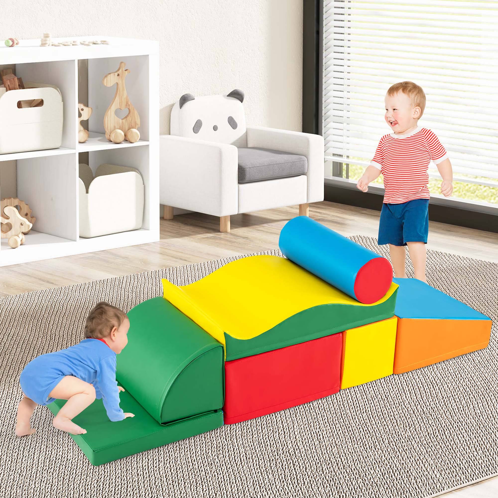 Alt View 4. Costway - Costway 7 PCS Lightweight Foam Corner Climber Toddlers Colorful Climbing Toys with EPE Foam - Multicolor.
