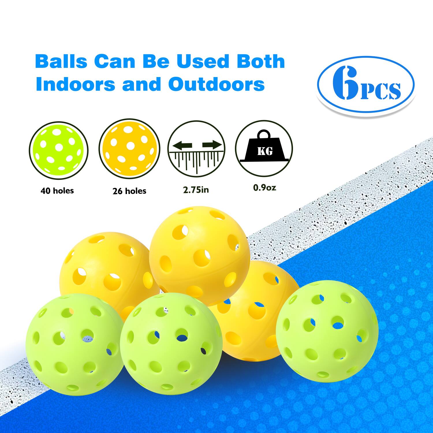 Balls Can Be Used Both Indoors and Outdoors GPCS 40 holes 26 holes 2.75in 0.9oz