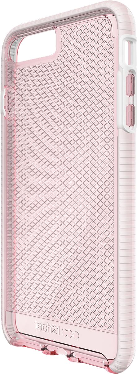 Left View: Tech21 - Evo Check Soft shell Case for Apple® iPhone® 8 Plus - White/Light Rose
