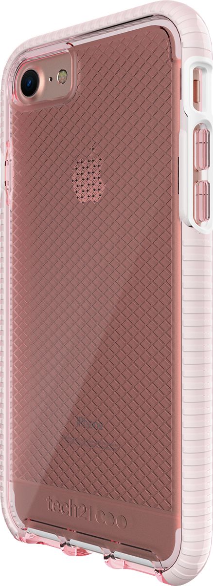 Left View: Tech21 - EVO CHECK Case for Apple® iPhone® 7, 8 and SE (2nd generation) - White/Light Rose