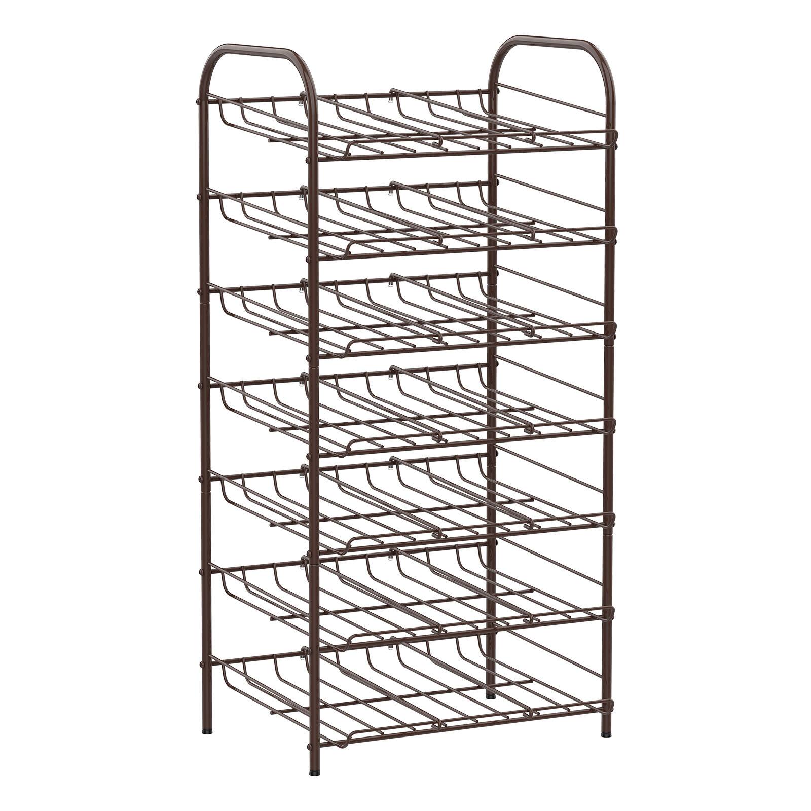 Front. Oumilen - 7-Tier Brown Metal Can Storage Rack, Freestanding Rolling-Free Pantry Can Organizer for Canned Food & Soda Drinks - Brown.