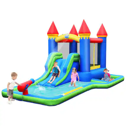 Front. Gymax - Gymax Inflatable Bouncer Climbing Slide Bounce House Water Park BallPit Without Blower.