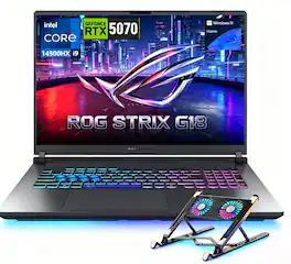 ASUS - Upgraded - ROG Strix Gaming 18" FHD+Laptop - Intel Core i9-14900HX - NVIDIA GeForce RTX 5070 - 96GB 1TB SSD - Cooler - Gray