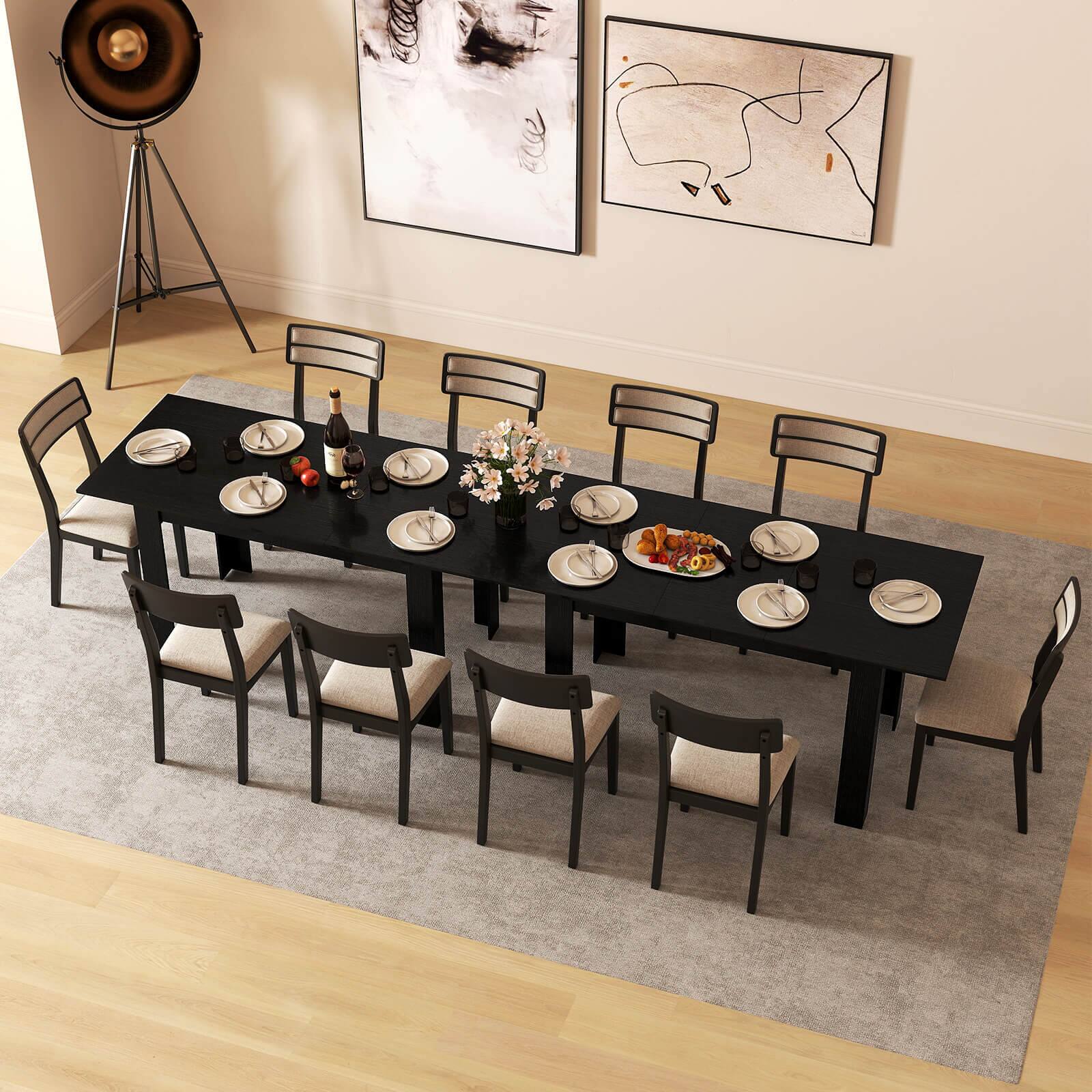 Alt View 5. Costway - Costway 47"-62" Extendable Dining Table for 4-8 People for Dining Room Home Office - Black.