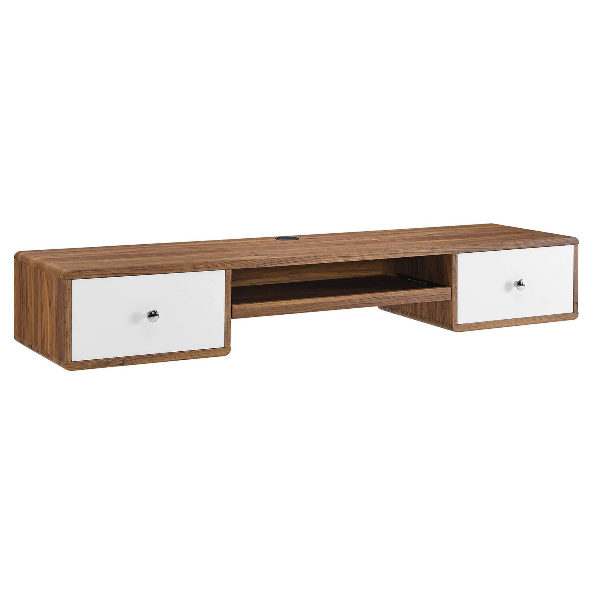 Angle. Modway - Transmit 60" Wall Mount Wood Office Desk by Modway - Walnut White.