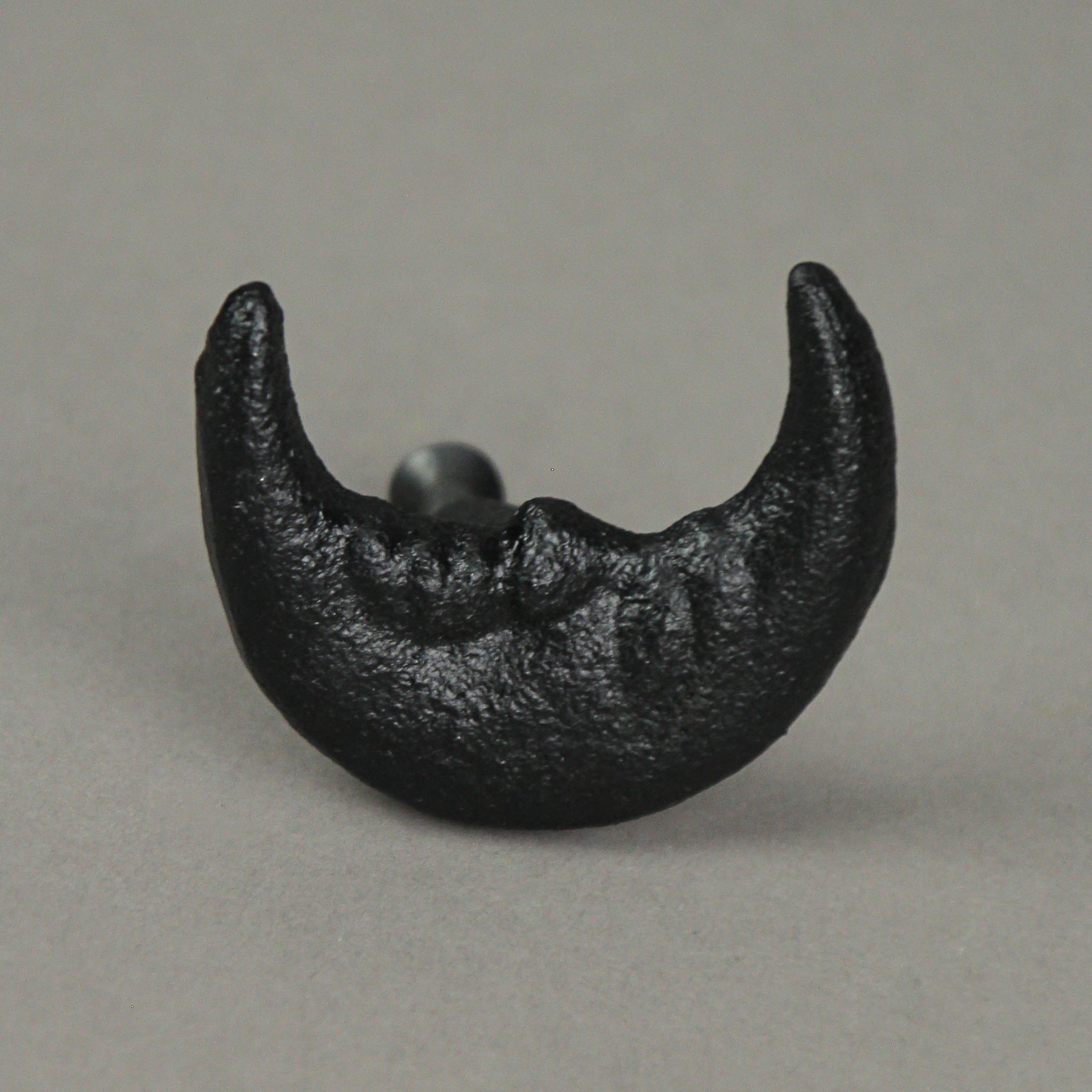 Alt View 6. Zeckos - Set of 6 Black Cast Iron Crescent Moon Face Drawer Pull Decorative Cabinet Knobs - Black.