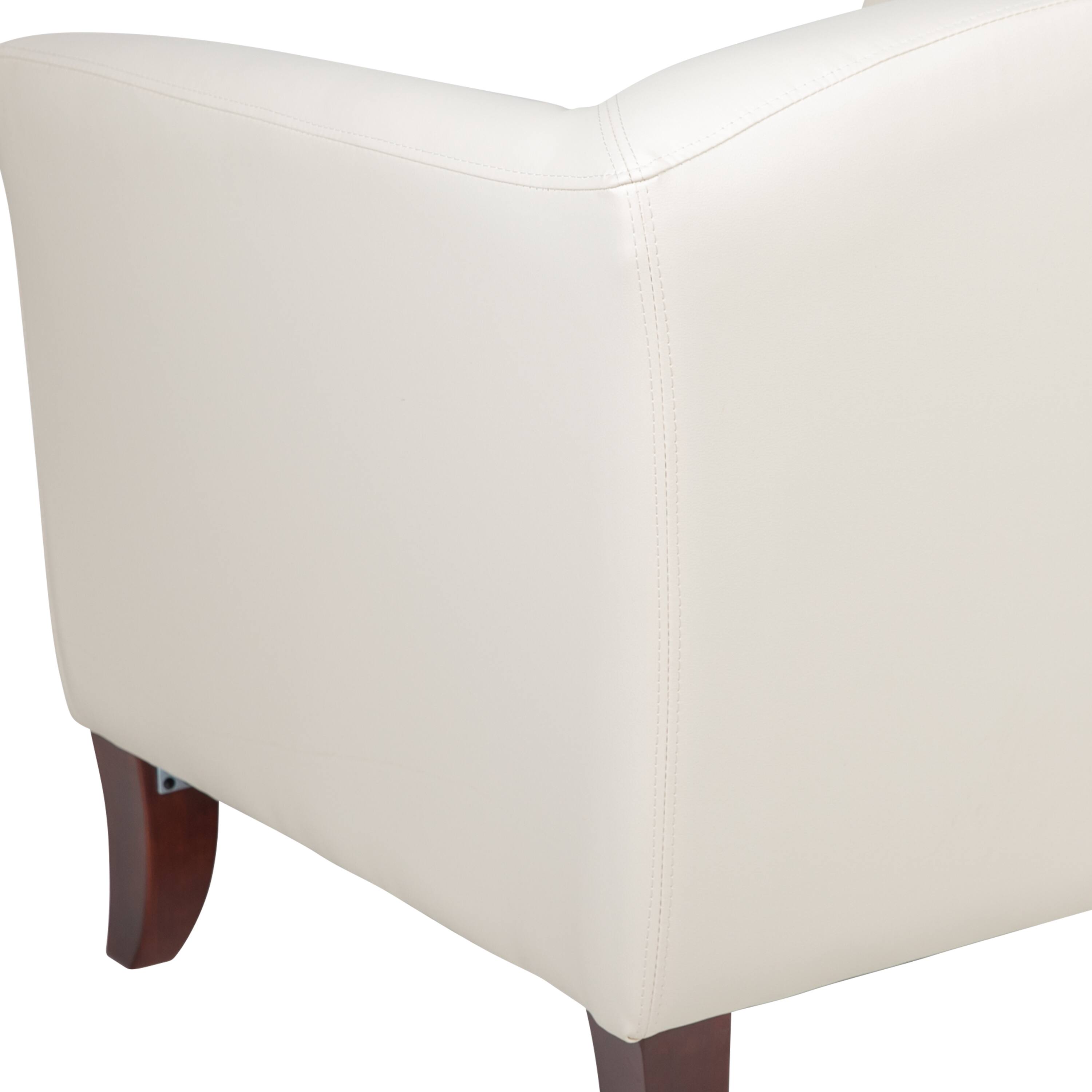Alt View 6. Emma + Oliver - LeatherSoft Living Room/Reception Chair with Cherry Wood Feet - Ivory.