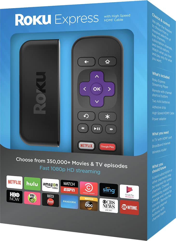 Roku Express, HD Streaming Device for TV. Low Cost.