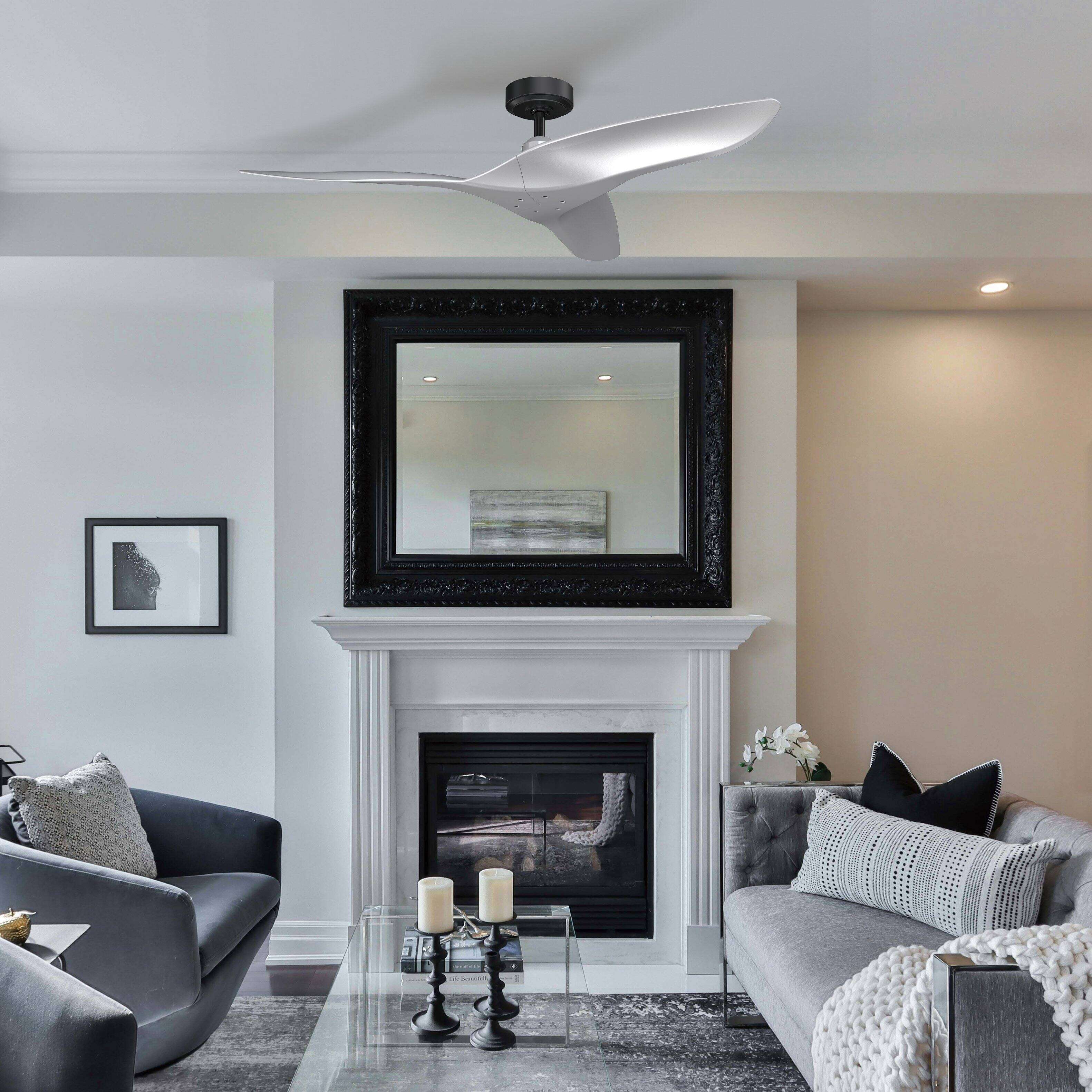 Back. Parrot Uncle - 52" Modern Silver DC Motor No Light Ceiling Fan with Remote - Silver.