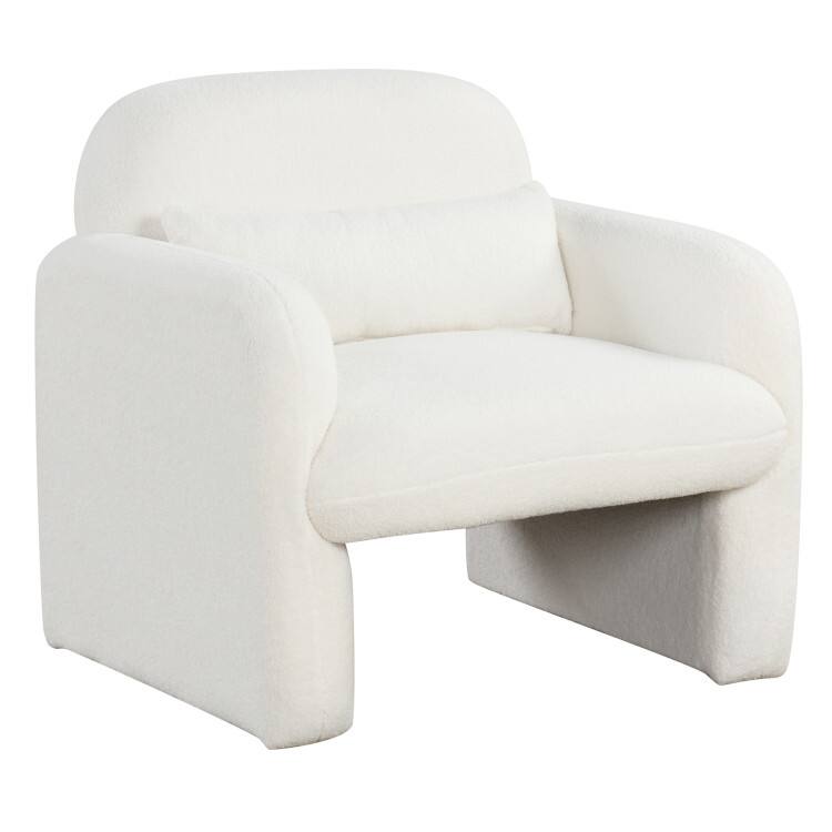 Front. SlickBlue - Comfortable Modern Chair with Support Pillow and Armrests for Bedroom or Lounge - Beige.