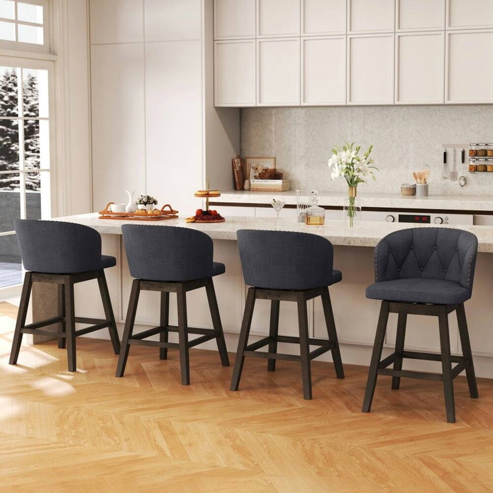 Alt View 1. Kadyn - Kitchen Counter Bar Chairs, Bar Stools,Counter Height Fabric Upholstered Bar Stools Set of 2-Gray - Gray.