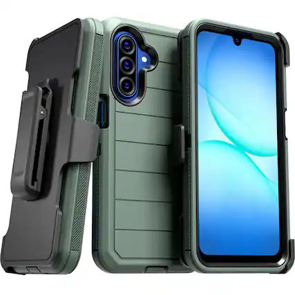 Front. RomeTech - Defender Case for Samsung Galaxy A17, Black / Green - Green Black.