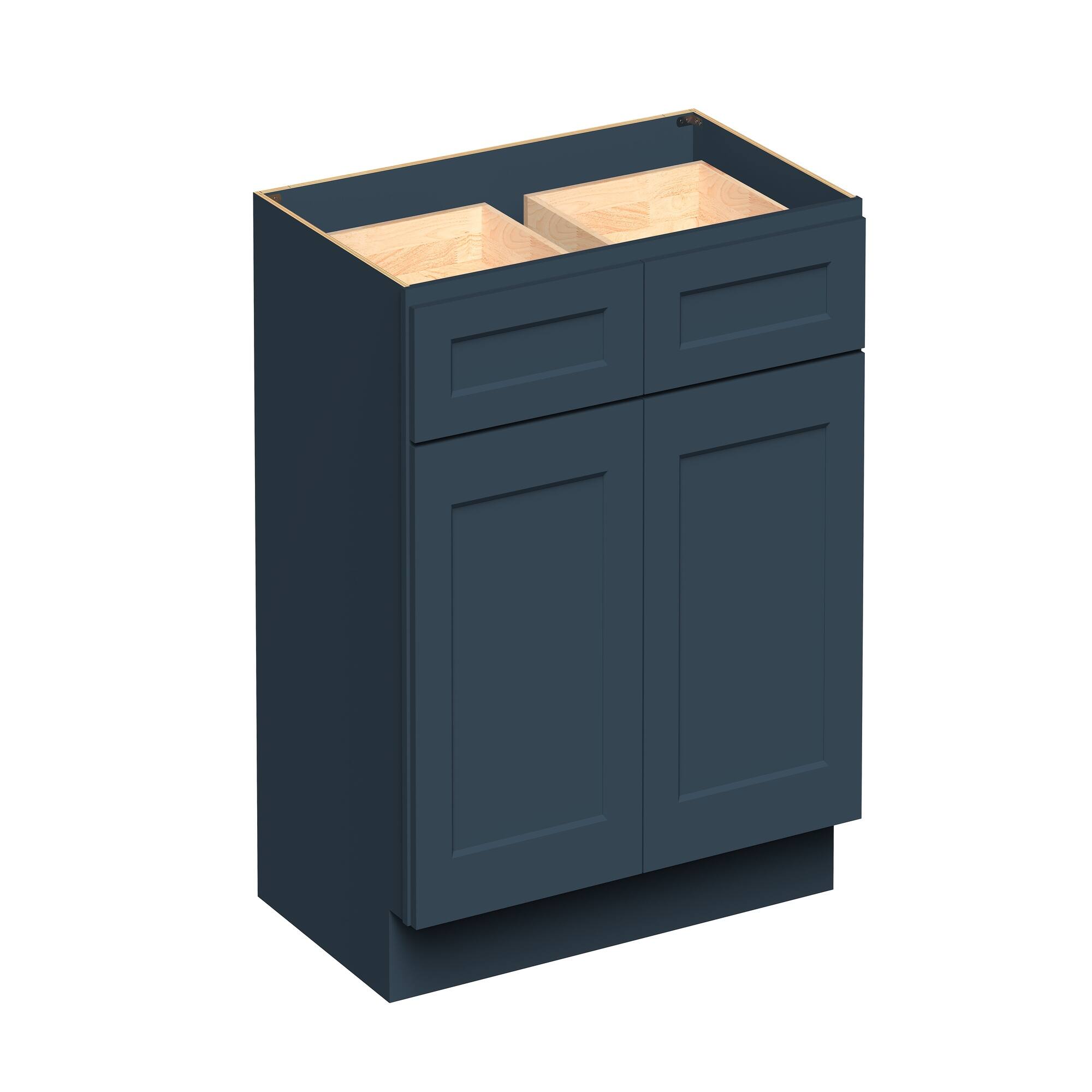 Angle. Boyel Living - 39-in W x 34.5-in H x 24-in D Shaker RTA Kitchen Base Cabinet with Soft-Close - Charcoal Blue.