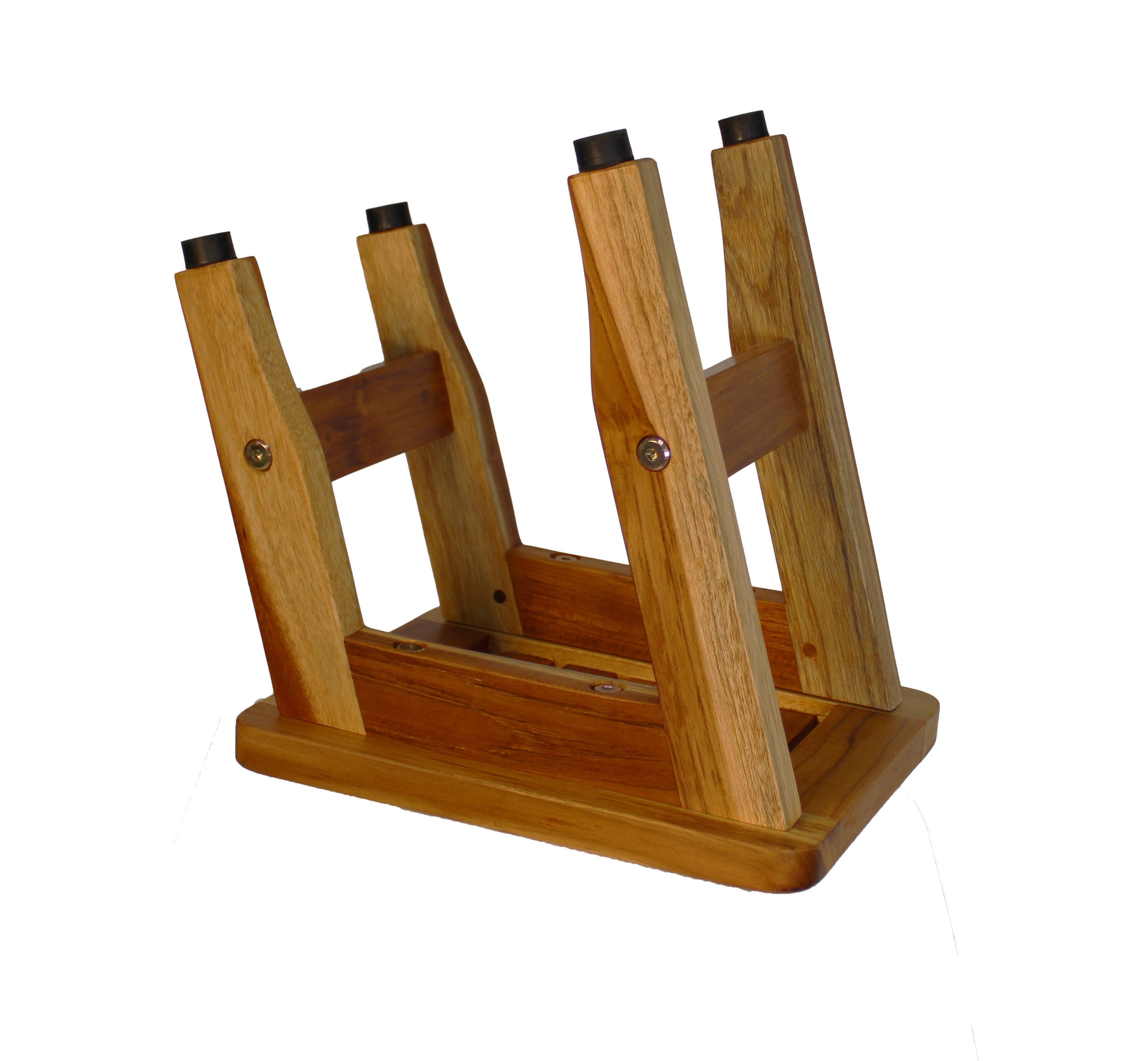Back. EcoDecors - EcoDecors Eleganto® 12” Tall Compact Teak Shaving Foot Rest - EarthyTeak.