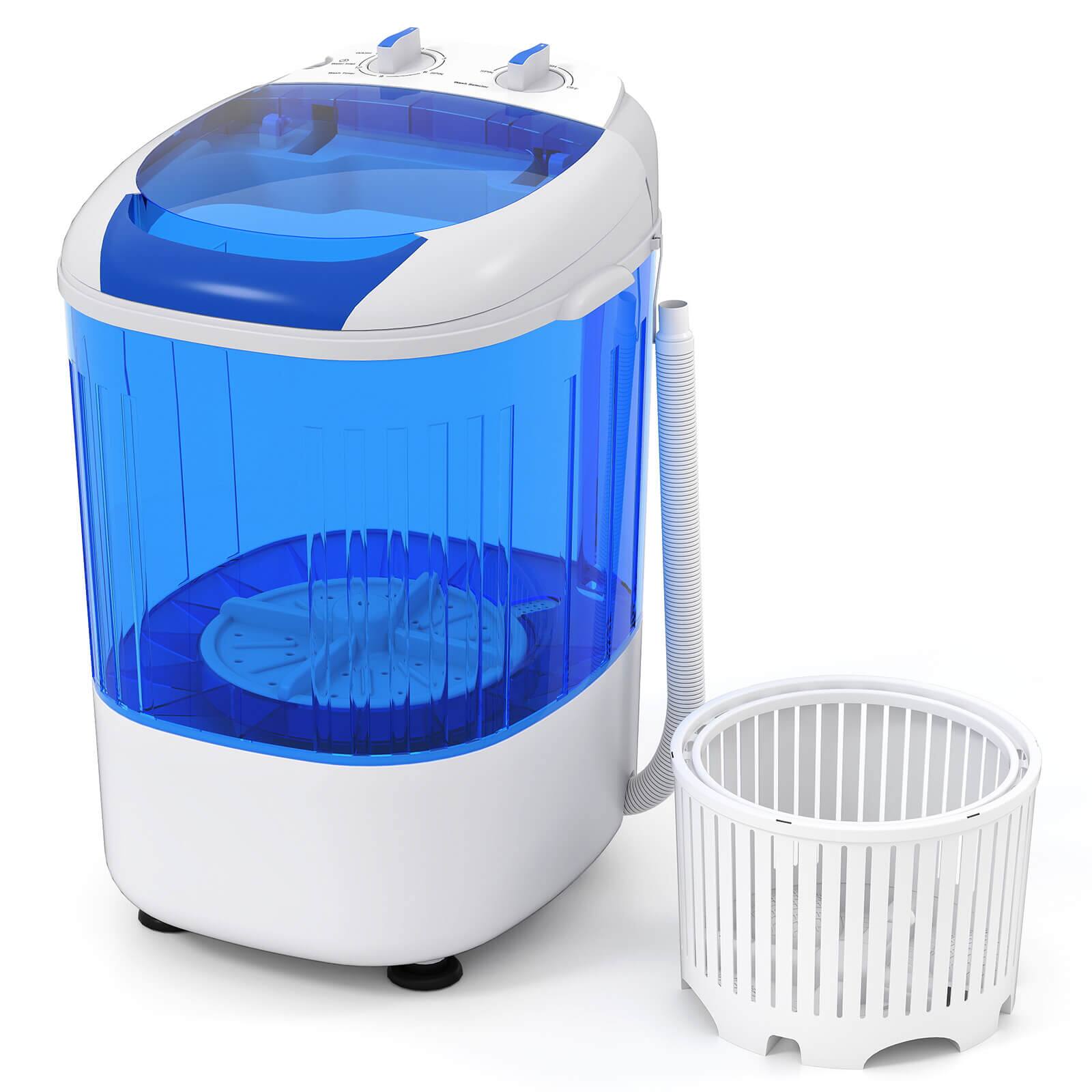 Costway - Portable Washing Machine 5.5 lbs Mini Top Load Washer with Removable Spin-Dry Tub - Blue