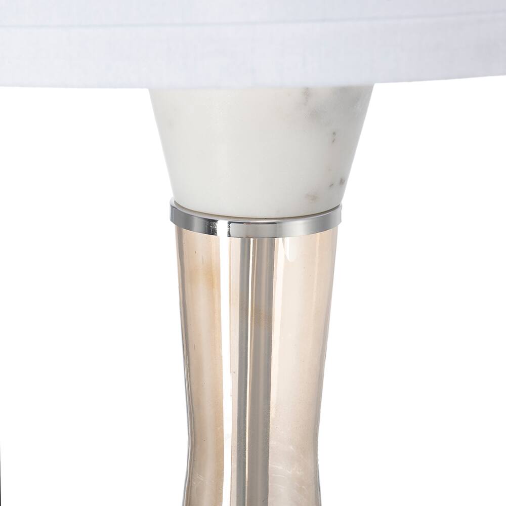 Alt View 2. Dexmalle - Dexmalle-Marble Table Lamp with Glass Cylinder-White and Bronze.
