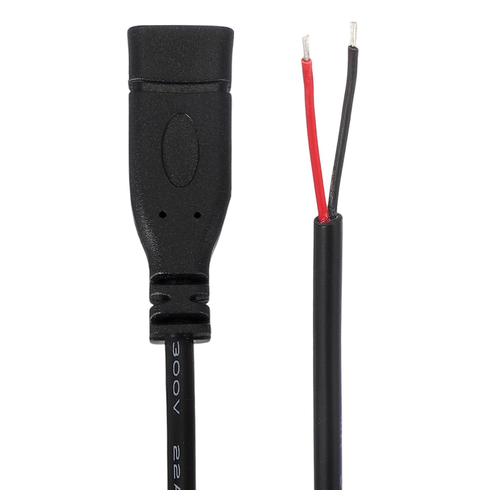 Front. Unique Bargains - USB C Female to 2-Pin Bare Wire Pigtail, 22AWG 12V 3A, for DIY Keyboard/Mouse/Fan Repair, 2pcs - Black.