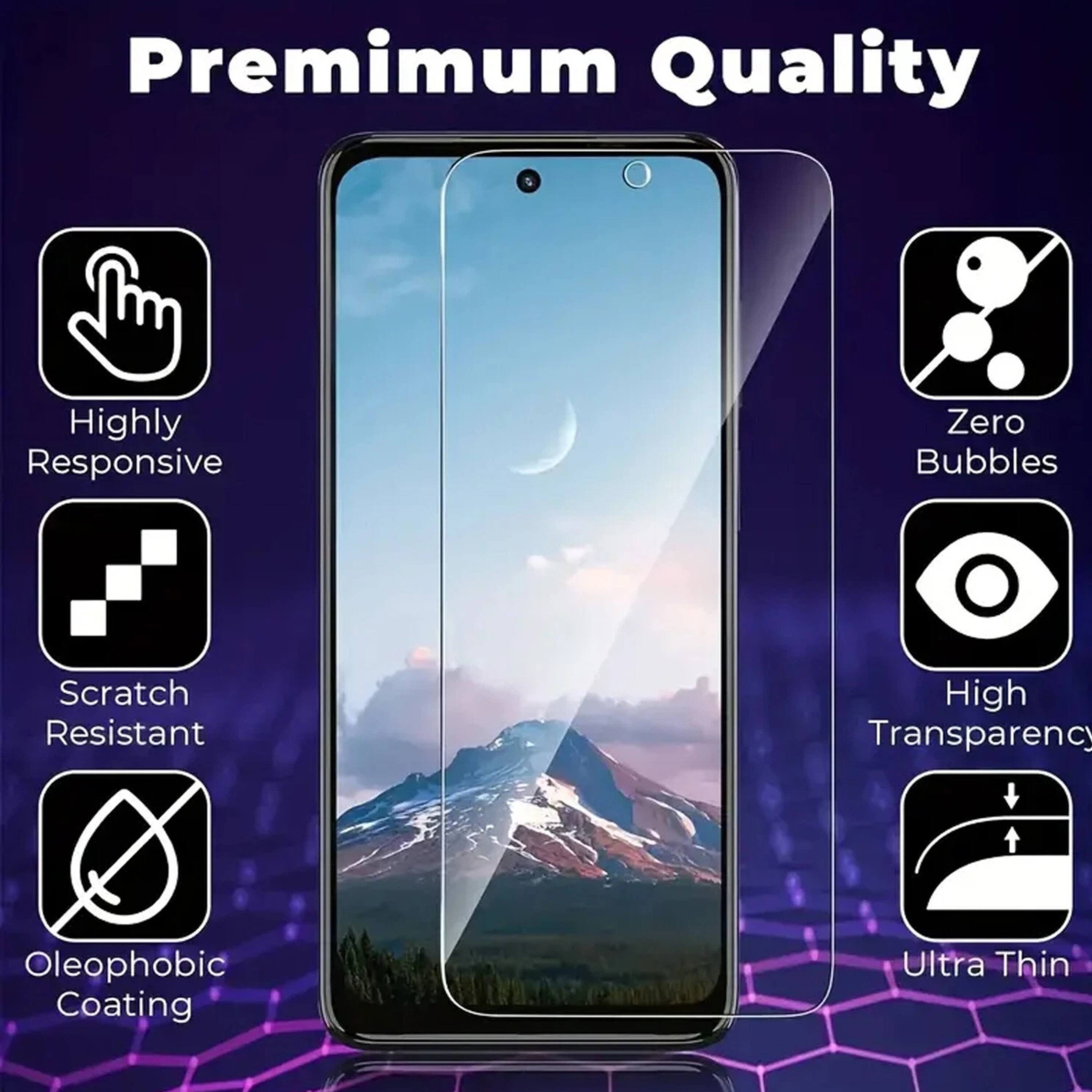 Premium Quality  
Highly Responsive  
Zero Bubbles  
Scratch Resistant  
High Transparency  
Oleophobic Coating  
Ultra Thin