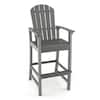 Front. Costway - Costway Outdoor HDPE Bar Height Stool Patio Tall Chair Armrest Footrest All Weather - Grey.