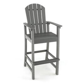 Costway - Outdoor HDPE Bar Height Stool Patio Tall Chair Armrest Footrest All Weather - Gray