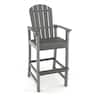 Costway - Outdoor HDPE Bar Height Stool Patio Tall Chair Armrest Footrest All Weather - Gray