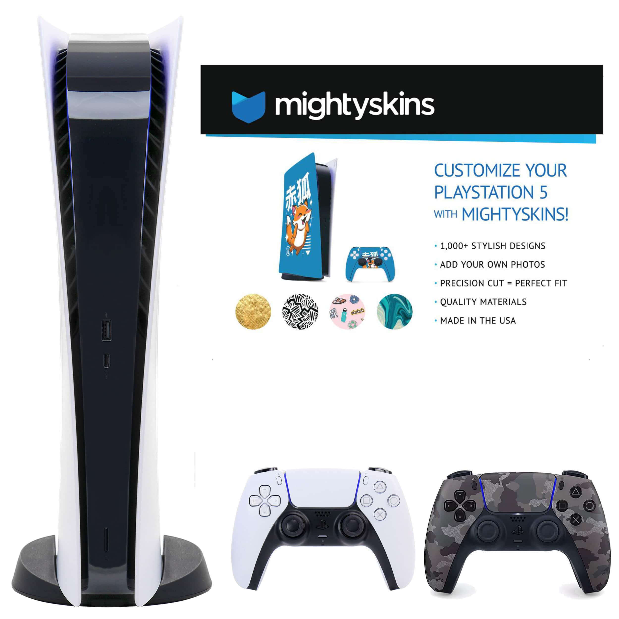 PS5 Digital Console with Extra Gray Camo Dualsense Controller and Skins Voucher - PlayStation 5