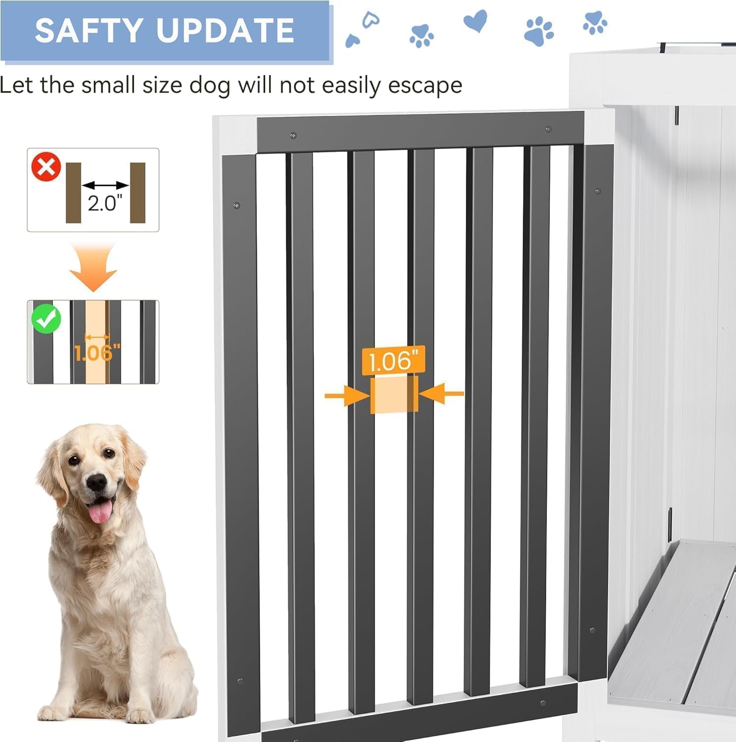 SAFETY UPDATE  
Let the small size dog will not easily escape  

2.0"  
1.06"  
1.06"