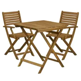 Outdoor Escape - Oil-Finish 3-Piece Bistro Set with Acacia Coffee Table and Chairs - Brown