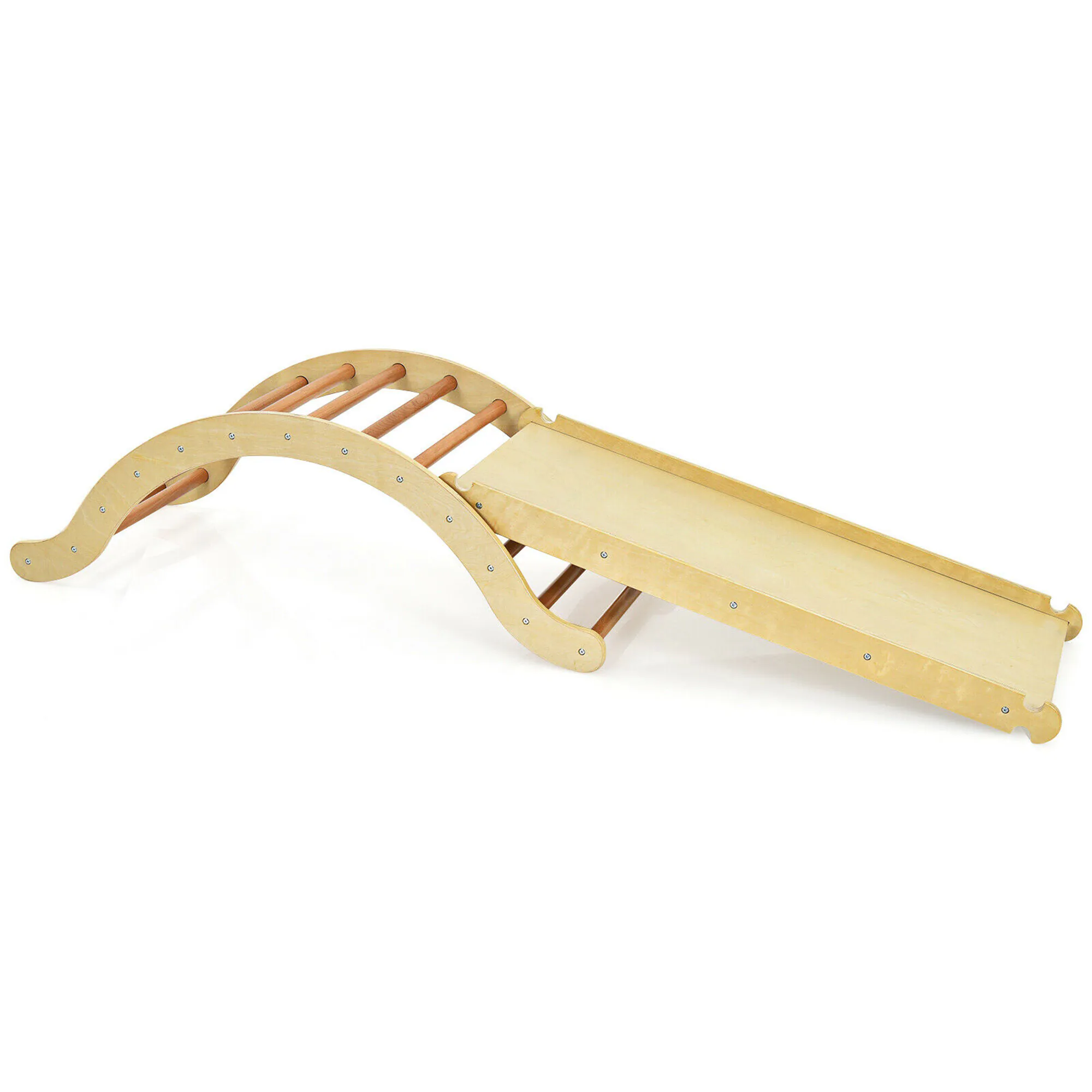 Alt View 7. Gymax - Gymax 3-in-1 Kids Climber Set Wooden Arch Triangle Rocker w/ Ramp & Blue Mat - Other.