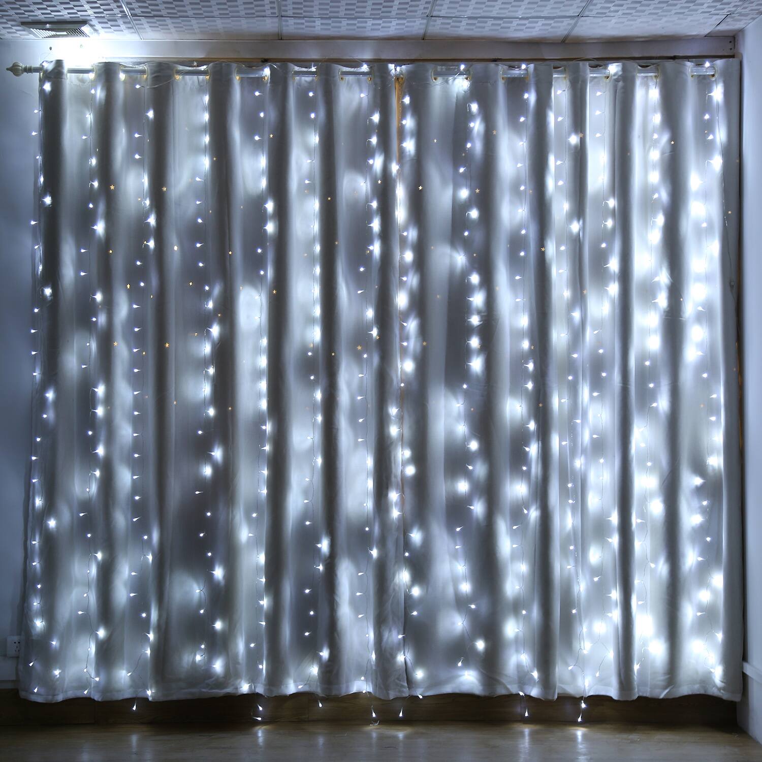 Alt View 3. IMAGE - 19.6*6.6FT 448 LED String Fairy Curtain Lights Cool White - Cool White.