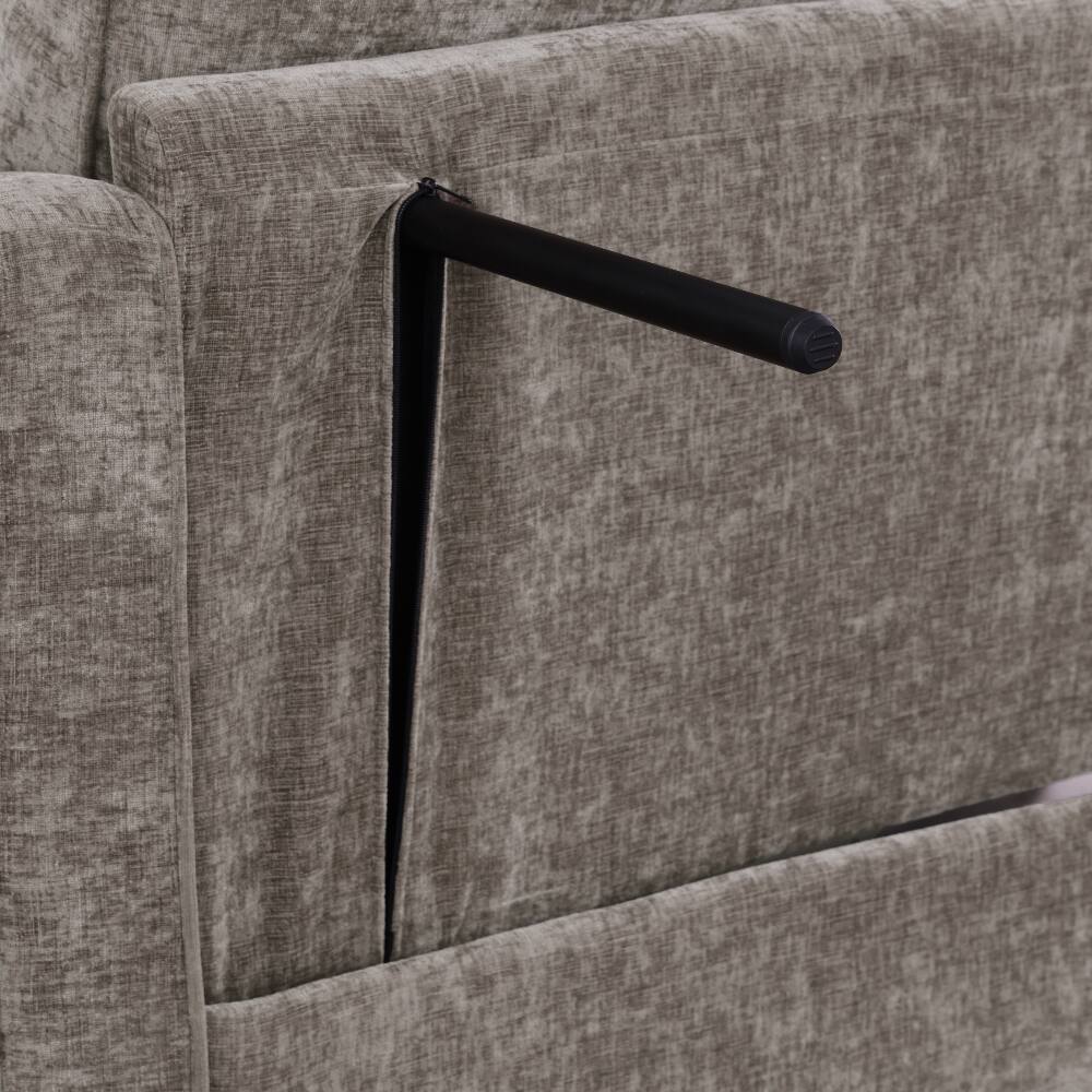 Alt View 3. Loheer - Loheer Brown Corduroy Two-Seater Sofa with Storage Footrest and Pillows - Brown.
