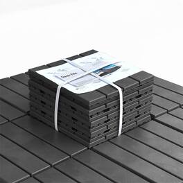 Boyel Living - 12x12 Inch Interlocking Deck Tiles Four Slat Plastic Outdoor Flooring All Weather for Balcony Patio - Dark Gray
