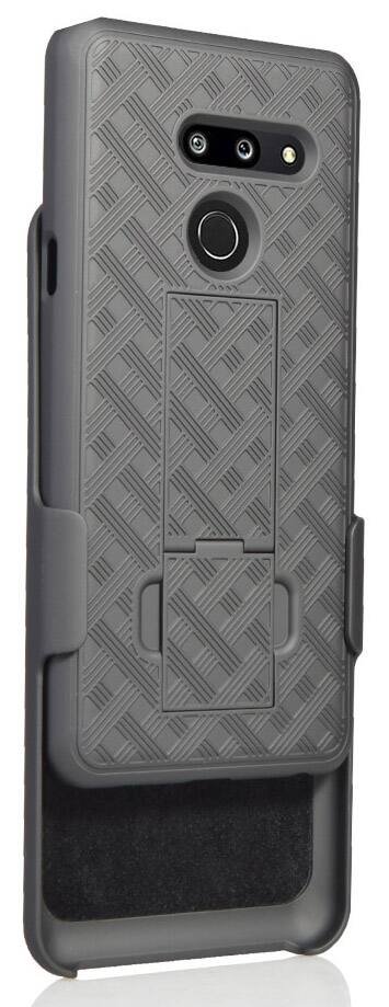 Alt View 5. Nakedcellphone - Case with Stand and Belt Clip Holster for LG G8 ThinQ Phone - Black.