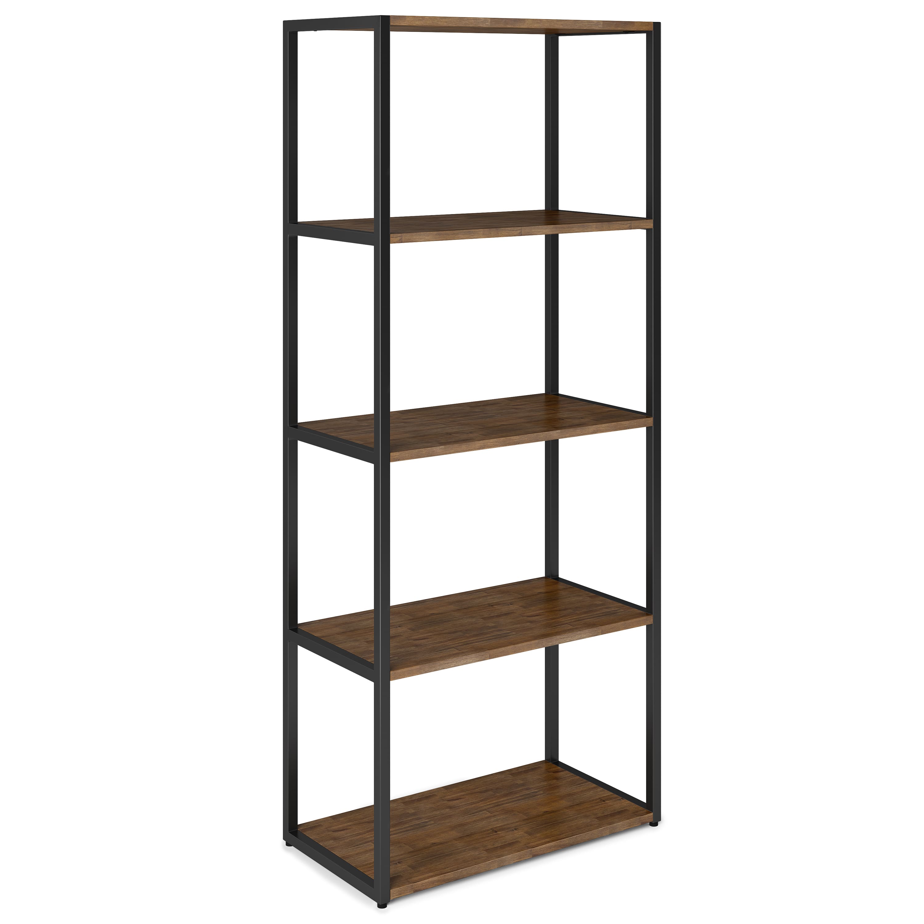 Simpli Home - Ralston SOLID ACACIA WOOD 72 inch x 30 inch Modern Industrial Bookcase - Rustic Natural Aged Brown
