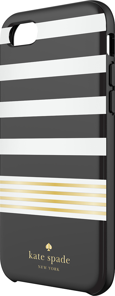 Best Buy: kate spade new york Protective Hardshell Case for Apple® iPhone®  7 White/Gold foil/Stripe 2 black KSIPH-055-STBWG