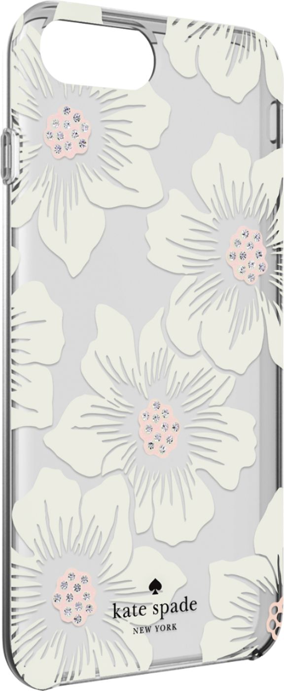 Angle View: kate spade new york - Protective Hardshell Case for Apple® iPhone® 8 Plus - Cream with Stones/Hollyhock Floral Clear