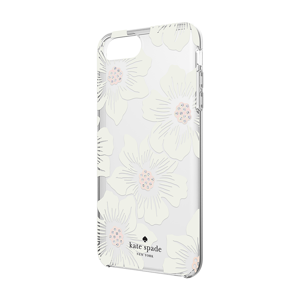 Left View: kate spade new york - Protective Hardshell Case for Apple® iPhone® 8 Plus - Cream with Stones/Hollyhock Floral Clear