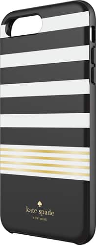 kate spade new york - Protective Hardshell Case for Apple® iPhone® 7 Plus - White/Gold foil/Stripe 2 black - Larger Front