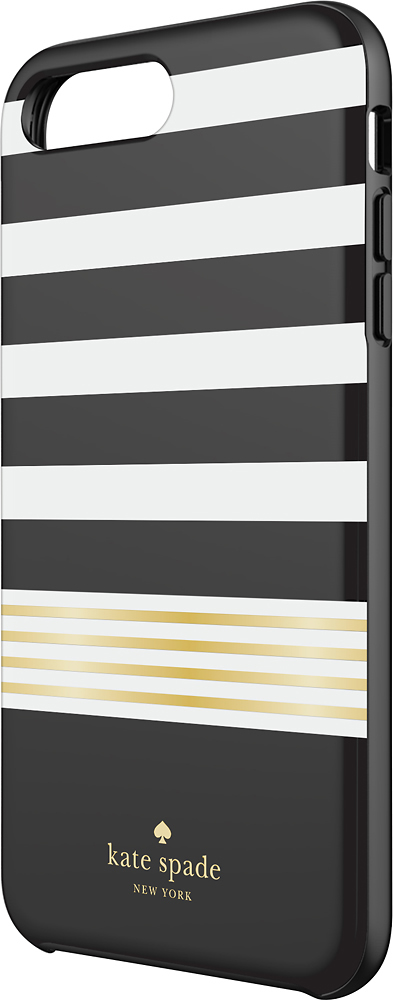 Best Buy: kate spade new york Protective Hardshell Case for Apple® iPhone® 7  Plus White/Gold foil/Stripe 2 black KSIPH-056-STBWG