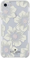 kate spade new york - Protective Hardshell Case for Apple® iPhone® SE (3rd Generation) and iPhone® 8/7/6/6s - Hollyhock Floral Clear/Cream with Stones - Front_Zoom