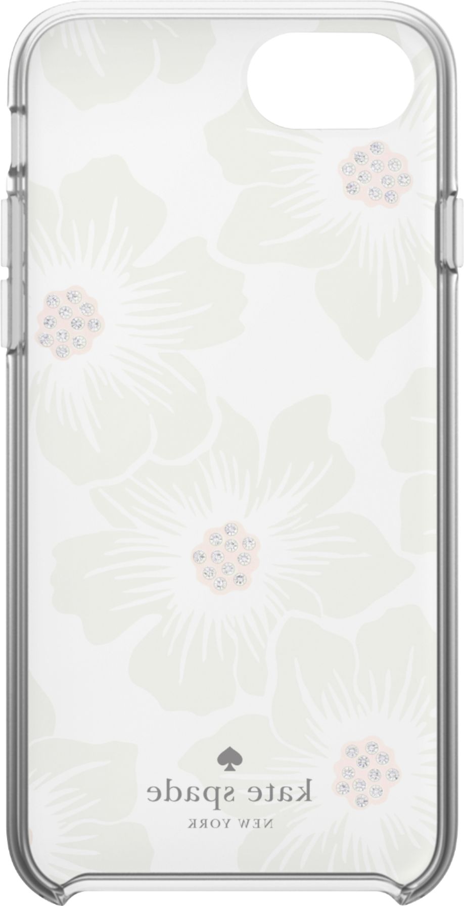 Kate Spade New York Protective Hardshell Case for iPhone 8 - Also Compatible with iPhone 7 - Hollyhock Floral Clear / Cream with Stones