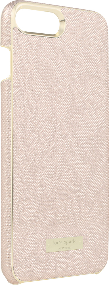 Angle View: kate spade new york - Wrap Case for Apple® iPhone® 8 Plus - Saffiano Rose Gold/Gold Logo Plate